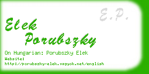 elek porubszky business card